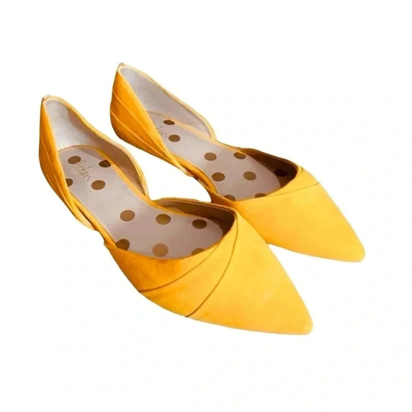 BODEN | Women's Henrietta Suede Pointed Toe D'Orsay Yellow Flats Size 38.5 - Picture 6 of 8